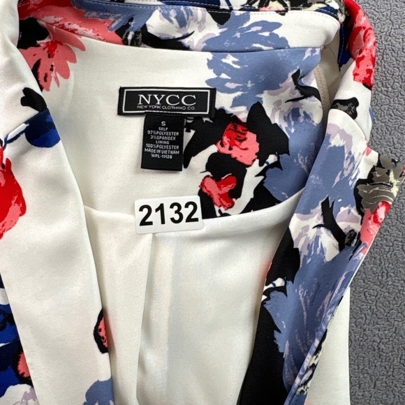 NYCC New York Clothing Co Womens Floral Blazer White Multi Color 3/4 Sleeve S - Picture 12 of 12